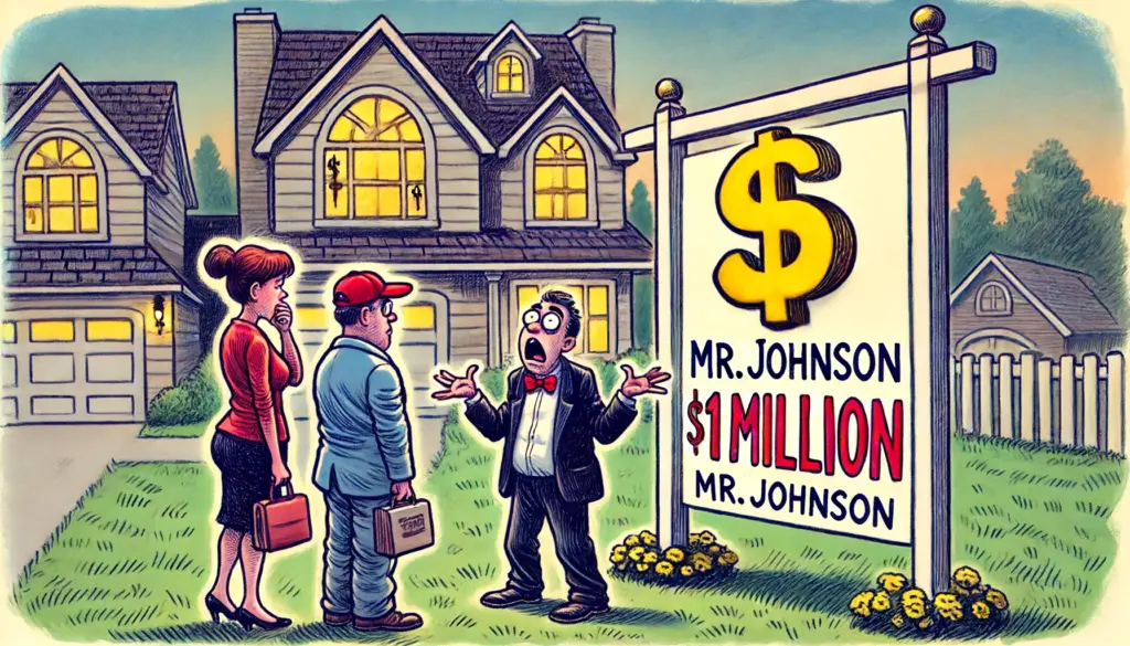 homeowner showing potential buyers his house
