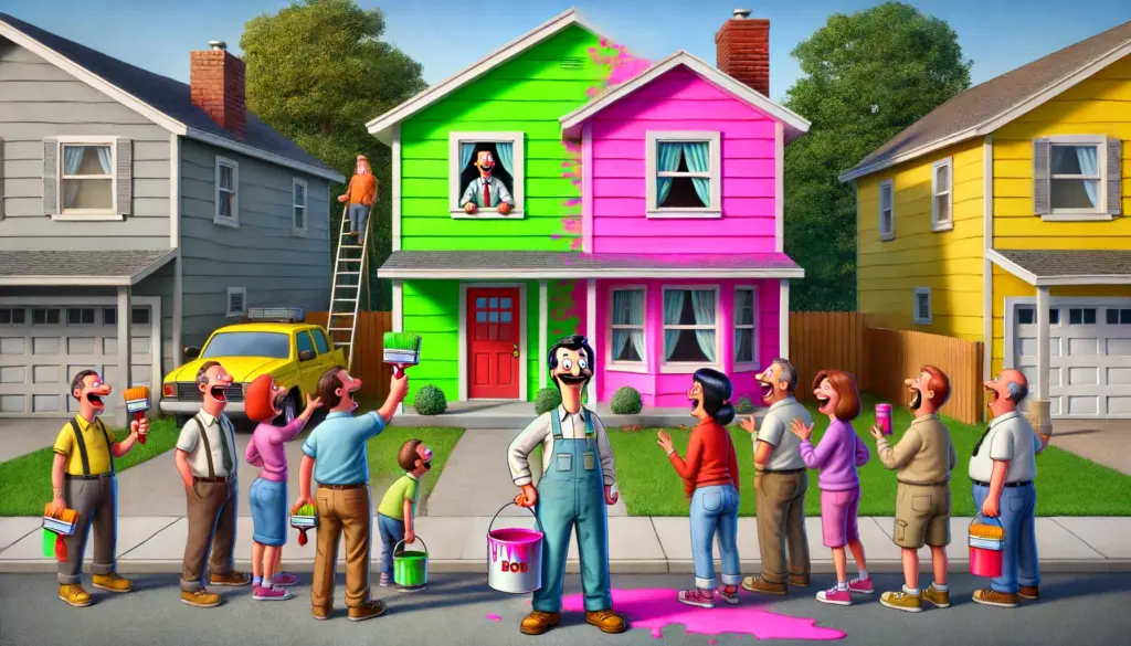 house is painted in mismatched colors